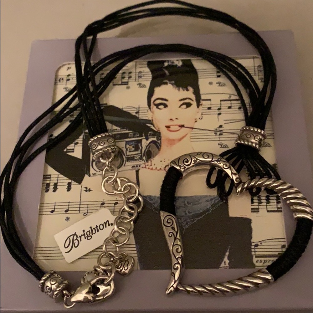 Brighton Corded Silver Heart Choker/Necklace